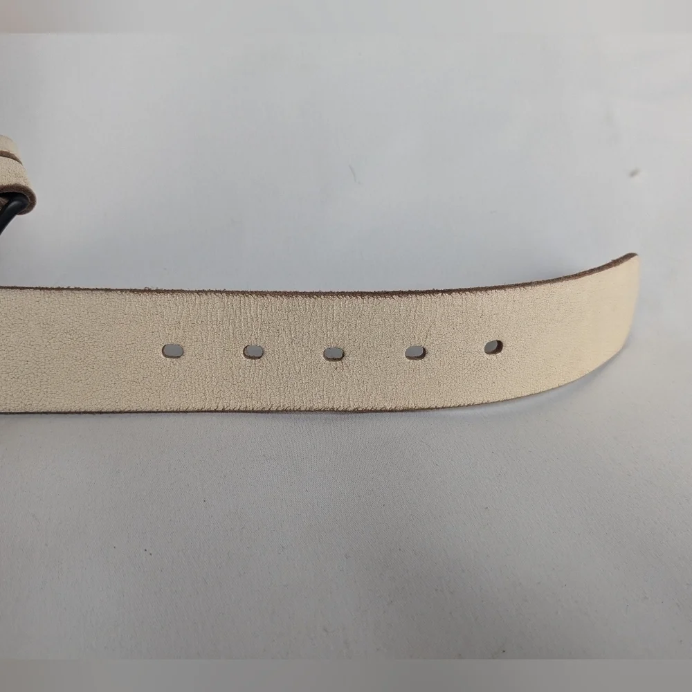 SANDWICH Leather Belt Size 90 = 12 US off White Color Black Buckle Women - Picture 5 of 9